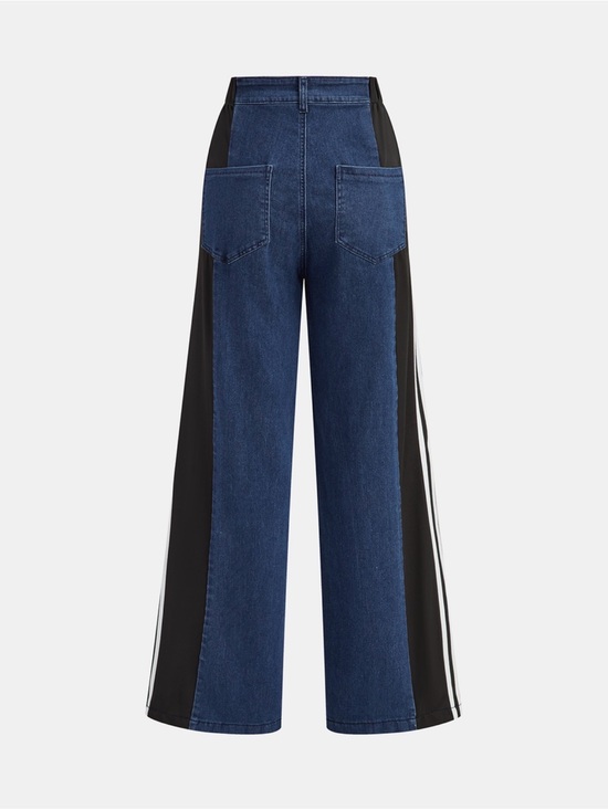 Commense Denim - Commense Navy Wide-Leg Jeans with Black Side Panels